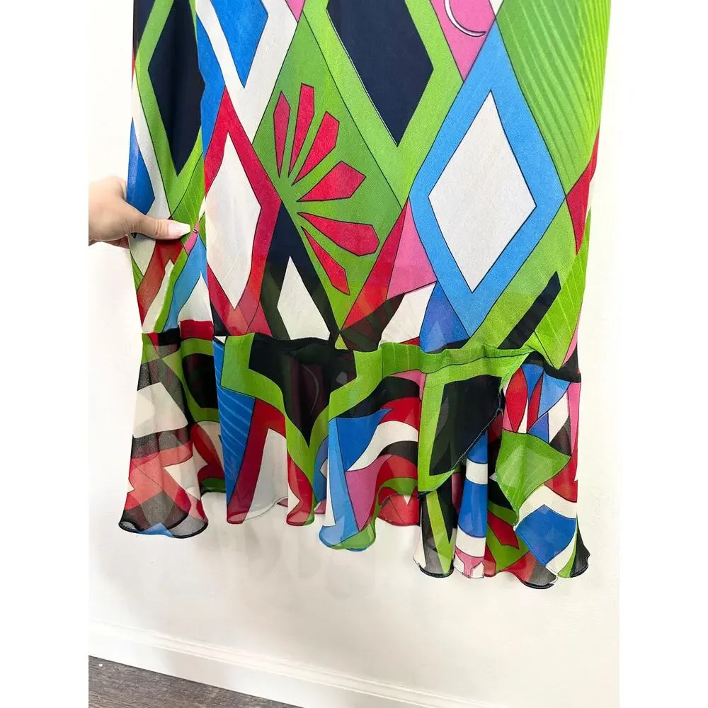 Y2K Colorful Bias Cut Flutter Dress size large - Picture 5 of 8